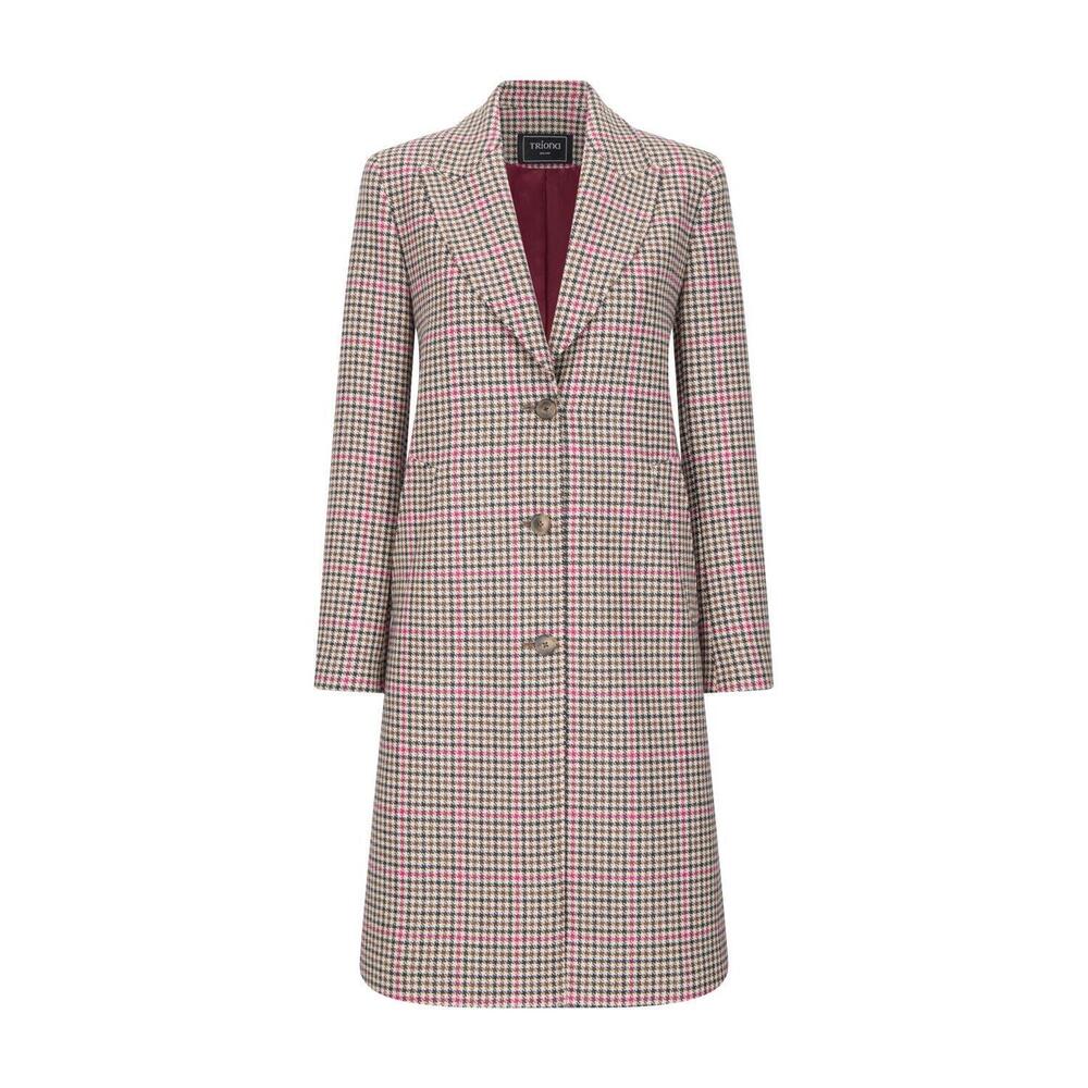 NEW TRIONA women's shannon tweed knee coat in camel / pink
